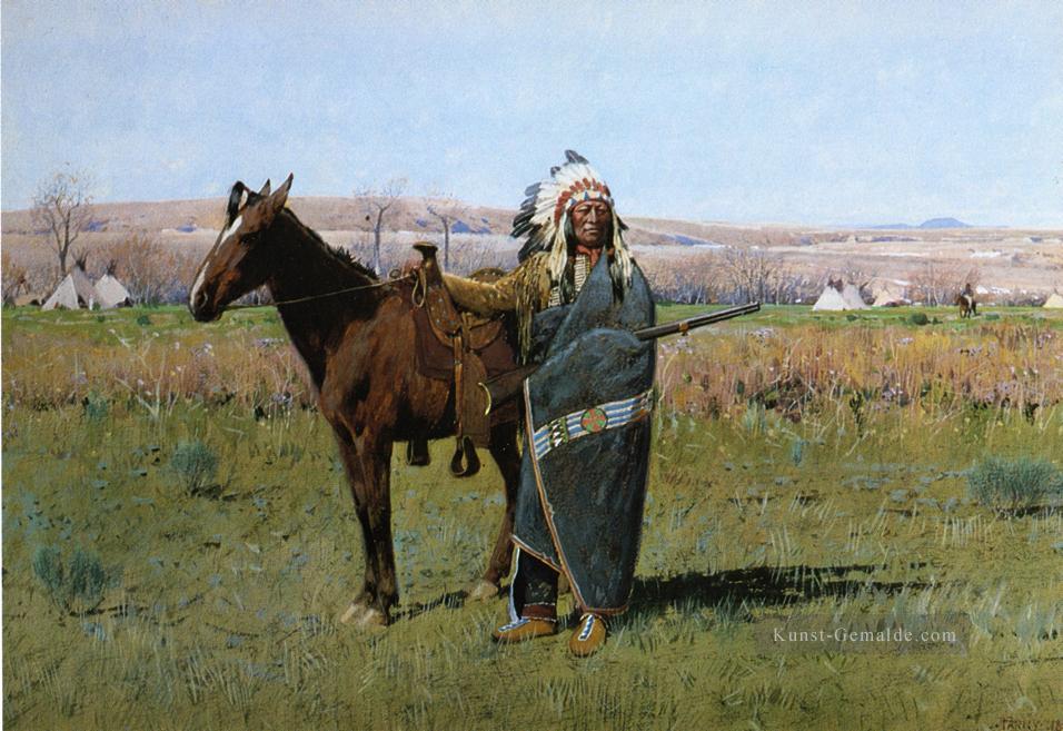 Chef gepunkteten Schwanz Westen indische Ureinwohner Amerikas Henry Farny Ölgemälde